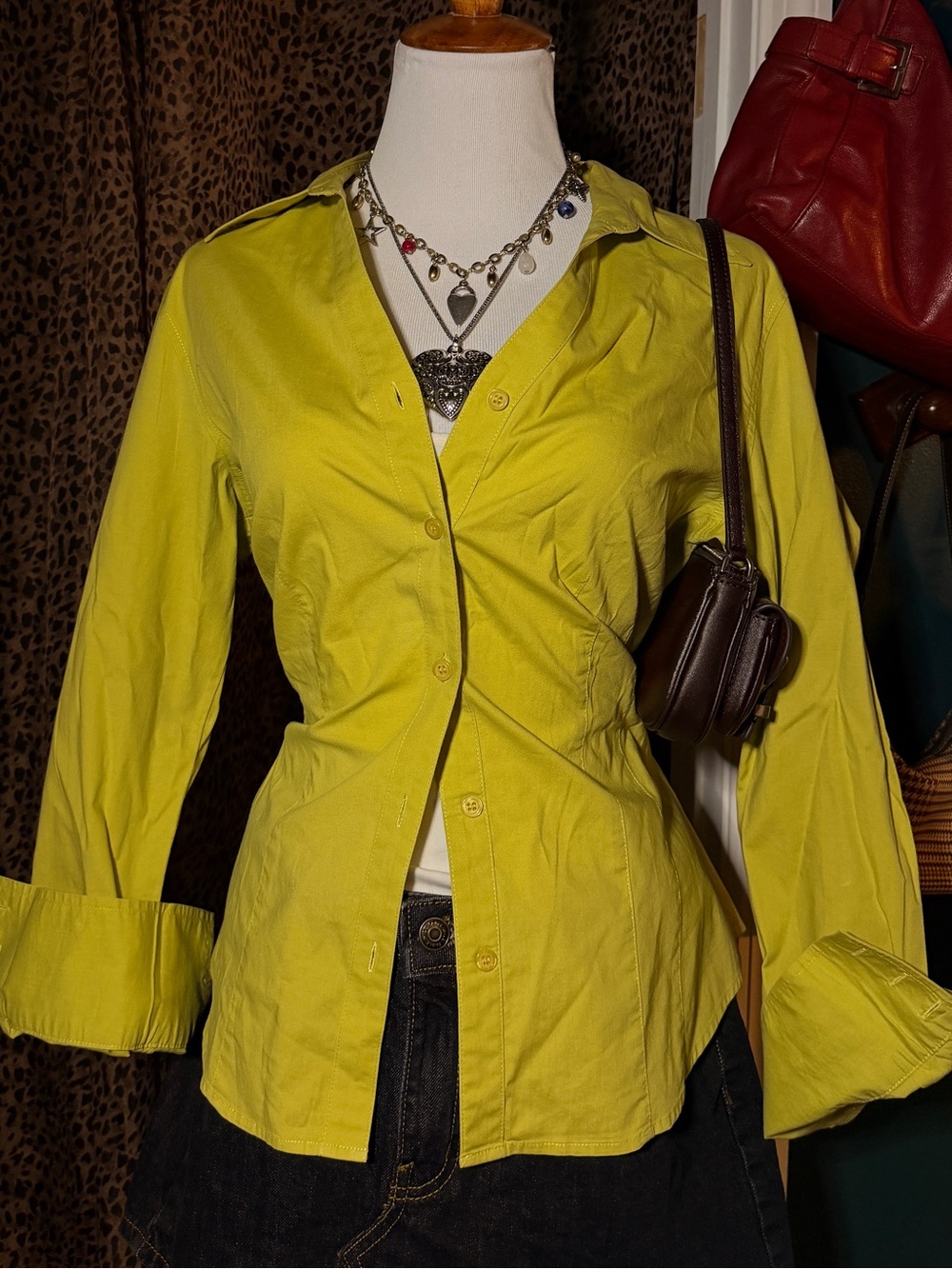 Womenβs Lime chartreuse Button-Front Shirt